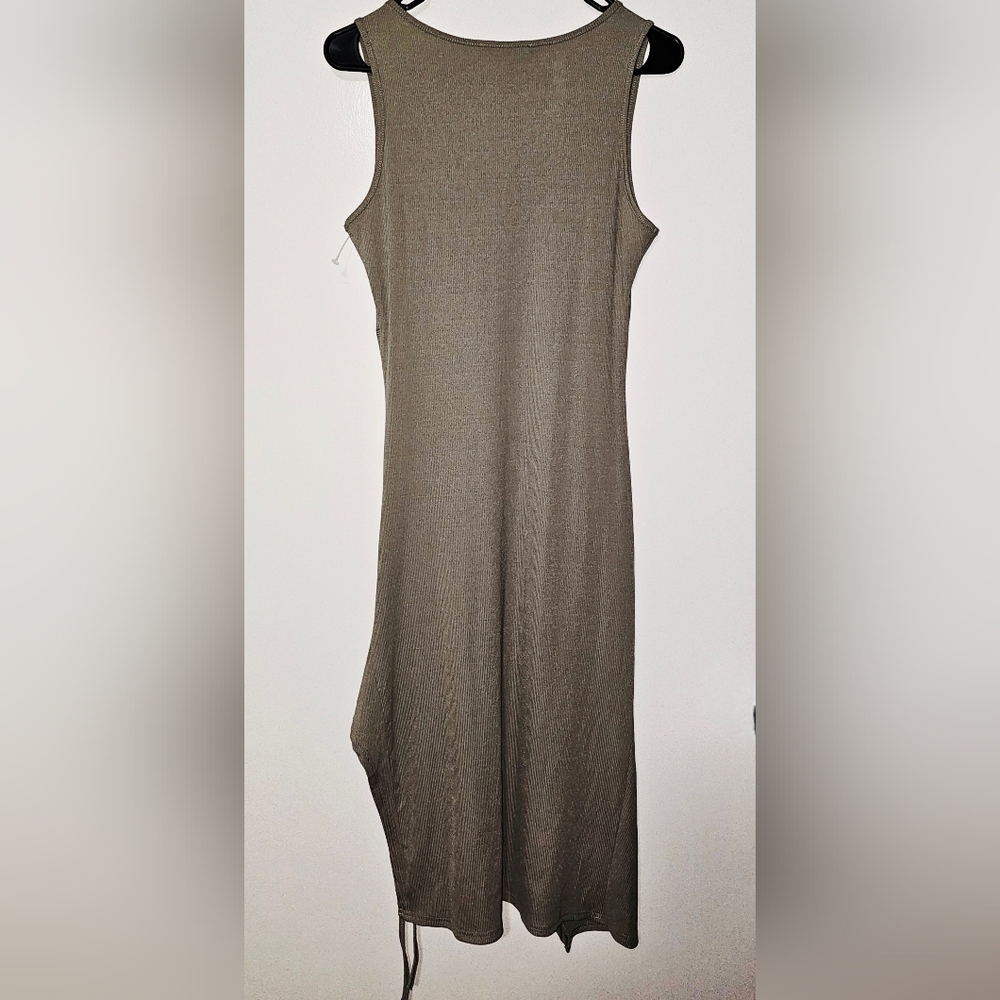 CIDER Rib Button Drawstring Midi High Low Dress Size L - Picture 7 of 8